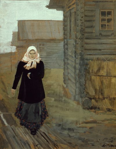 I en landsby på landet. Går i kirke, 1903 af Andrei Petrovich Ryabushkin