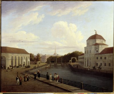Michel-paladset i Sankt Petersborg. (Michaelspaladset i Skt. Petersborg). Maleri af Andrei Yefimovich Martynov (1768-1826), olie på lærred af Andrei Yefimovich Martynov
