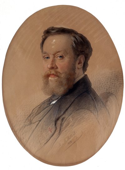 ""Portræt af adelens marskal V Y Tulinov"" (Portræt af adelens marskal V.Y. Tulinov) Pasteltegning af Andrei Belloli (1820-1881) 1868 Ivan Kramskoy Museum of Fine Arts (eller Kramskoi) i Voronezh (Voronezh) , Rusland. af Andrej Franzowitsch Belloli