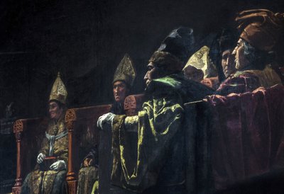Compromis de Caspe (1412) - Historiemaleri: Caspes kompromis af Parlade y Heredia, Andres (1859-1933) af Andres Parlade y Heredia