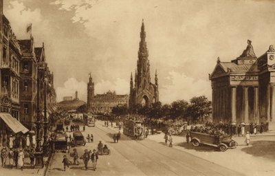 Edinburgh: Princes Street fra Mound (litho) af Andrew Allan