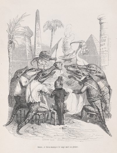 Venner, den kloge placerer sin ære i at spise godt fra Scener fra Privaten ..., ca. 1837-47. af Andrew Best Leloir