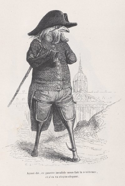 Når det så er sagt, giver denne stakkels invalid os en snæversyn og går hindringer afsted fra S..., ca. 1837-47. af Andrew Best Leloir