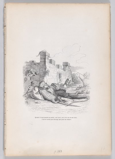 Da han sov i solen... fra Scener fra det private og offentlige liv i ..., ca. 1837-47. af Andrew Best Leloir