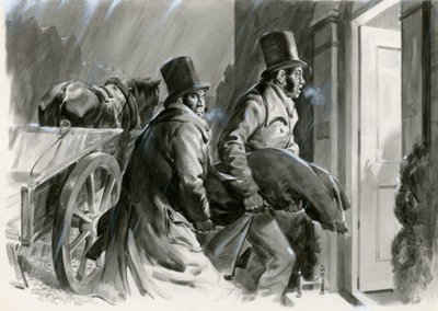 Burke and Hare Grave Robbers and Murders (gouache på papir) af Andrew Howat