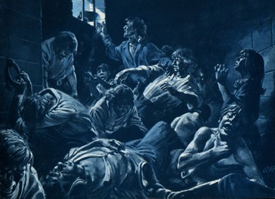 Det sorte hul i Calcutta (litografi) af Andrew Howat