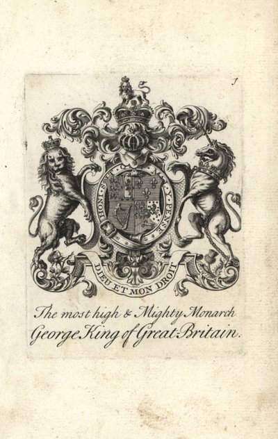 Våbenskjold og våbenskjold af den mest høje og mægtige monark Kong George I af Storbritannien af Andrew Johnston