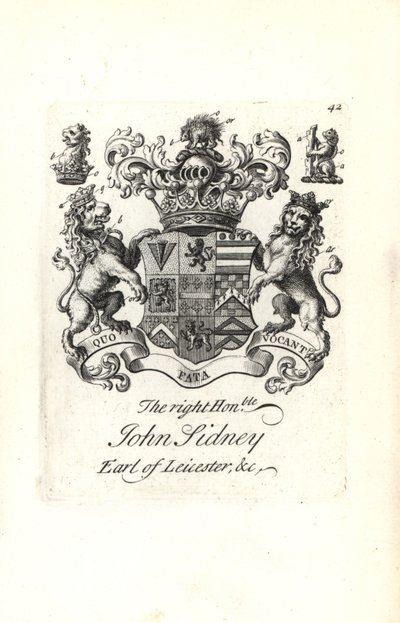 Våbenskjold og våbenskjold af den højre ærede Jocelyn Sidney, 7. jarl af Leicester af Andrew Johnston
