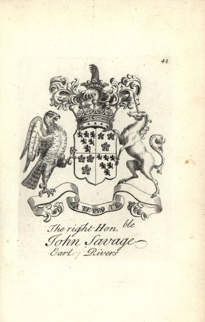 Våbenskjold og våbenskjold af den højre ærede John Savage, 5th Earl of Rivers af Andrew Johnston