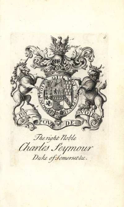 Våbenskjold og våbenskjold af den højre adelige Charles Seymour, 6. hertug af Somerset af Andrew Johnston