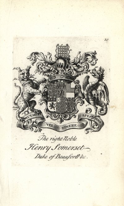 Våbenskjold og våbenskjold af den højre adelige Henry Somerset, 2. hertug af Beaufort af Andrew Johnston