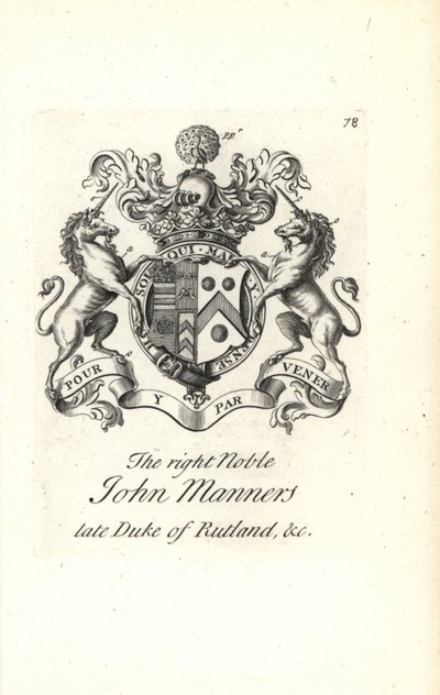 Våbenskjold og våbenskjold af den højre adelige John Manners, 2. hertug af Rutland af Andrew Johnston