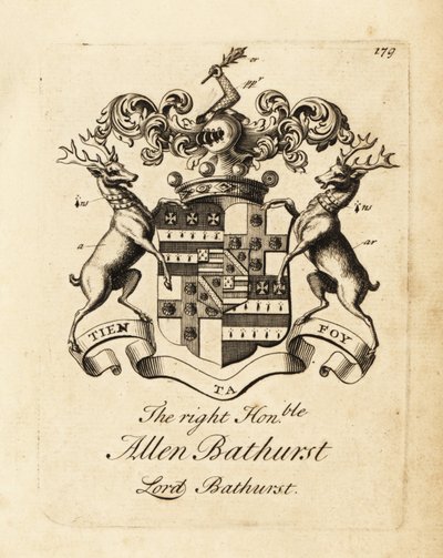 Våbenskjold af den højre ærede Allen Bathurst, Lord Bathurst af Andrew Johnston