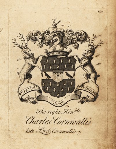 Våbenskjold af den højre ærede Charles Cornwallis, Lord Cornwallis, 4. Baron Cornwallis af Andrew Johnston