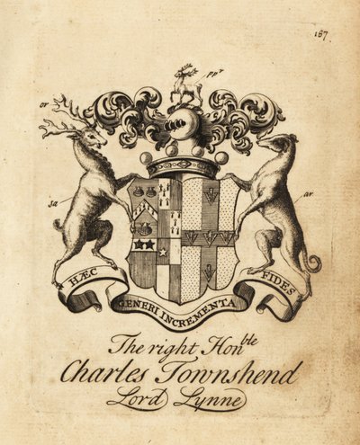 Våbenskjold af den ærede Charles Townshend, Lord Lynne, 3. Viscount Townshend af Andrew Johnston