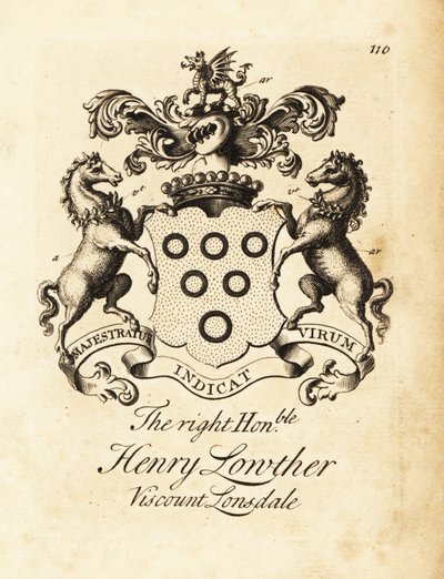 Våbenskjold fra den højre ærede Henry Lowther, 3. Viscount Lonsdale (1694-1751) af Andrew Johnston