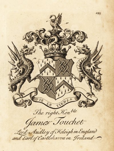 Våbenskjold fra den ærede James Touchet, Lord Audley af Heleigh i England, 6. jarl af Castlehaven i Irland, død 1740 af Andrew Johnston