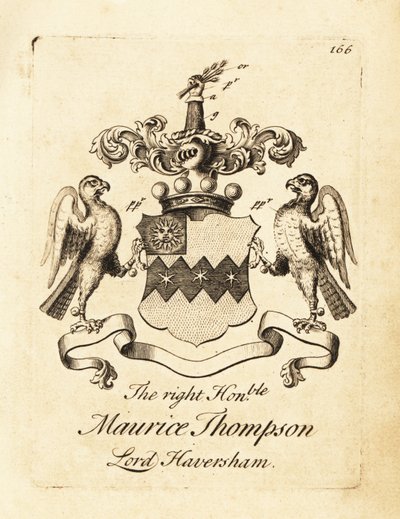 Våbenskjold af den højre ærede Maurice Thompson, Lord Haversham, 2. Baron Haversham af Andrew Johnston