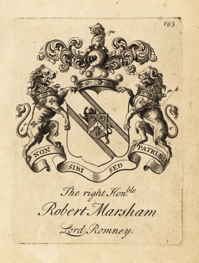 Våbenskjold af den højre ærede Robert Marsham, Lord Romney af Andrew Johnston