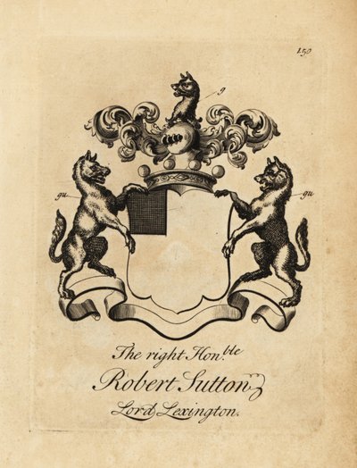 Våbenskjold fra den højre ærede Robert Sutton, Lord Lexington, 2. Baron Lexington (1662-1723) af Andrew Johnston