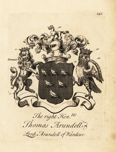 Våbenskjold af den højre ærede Thomas Arundell, Lord Arundell af Wardour, 7. Baron Arundell af Wardour af Andrew Johnston