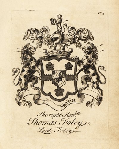 Våbenskjold af den højre ærede Thomas Foley, Lord Foley af Andrew Johnston