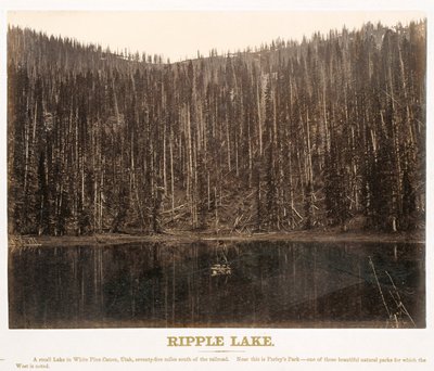 Ripple Lake, White Pine Cañon, Utah, fra Great West Illustrated In a Series of Photographic Views across the Continent Taken along the Line of the Union Pacific Railroad, West from Omaha, Nebraska, by A. J. Russell. Bind I af Andrew Joseph Russell