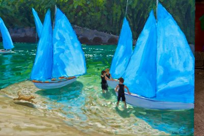 Blå sejl, Looe, 2018, af Andrew Macara