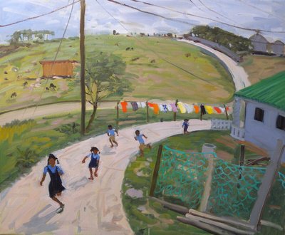 Skolebørn, 2011 (olie på lærred) af Andrew Macara