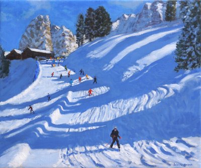 Sol og skygger, Kitzbuhel, Østrig, 2022 (olie på lærred) af Andrew Macara
