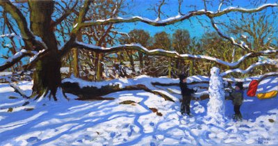 Snemanden, Calke Abbey, Ticknall, Derby, 2022 (olie på lærred) af Andrew Macara