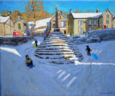 Vinter, Bonsall Village, 2014 (olie på lærred) af Andrew Macara