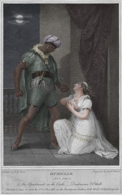 Othello. Akt 4. Scene 2. En lejlighed på slottet. Desdemona og Othello, 1801. af Andrew Michel