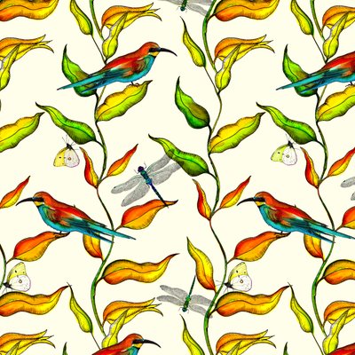 Bee Eaters, 2017, akvarel og blæk af Andrew Watson