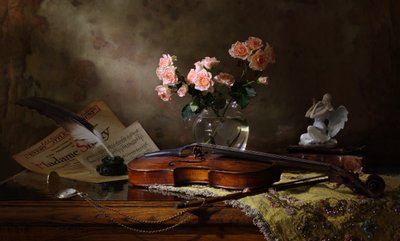 Romantisk violin og roser af Andrey Morozov