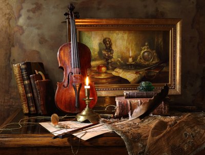 Vintage-violin i stilleben af Andrey Morozov