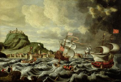 En havnescene, muligvis Genova af Andries van Eertvelt