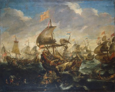 Slaget mellem den spanske og den hollandske flåde i maj 1573 i forbindelse med belejringen af Haarlem af Andries van Eertvelt
