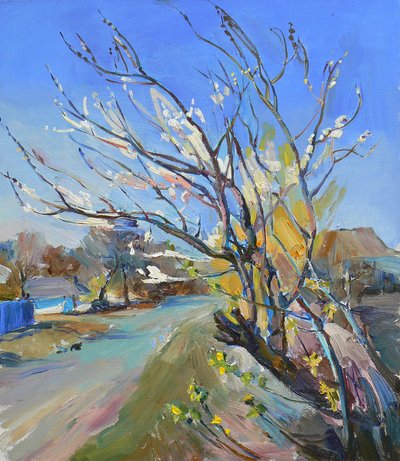 Sunny Spring Village Road af Andrii Kutsachenko