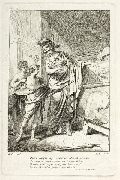 Minerva Teaching a Young Artist, illustration til Catalog historique du Cabinet af Mariette af Ange Laurent de Lalive de Jully