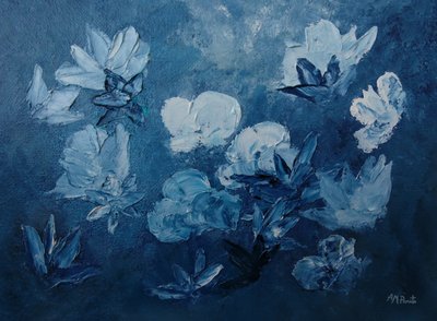 Blå abstrakte blomster af Angeles M. Pomata