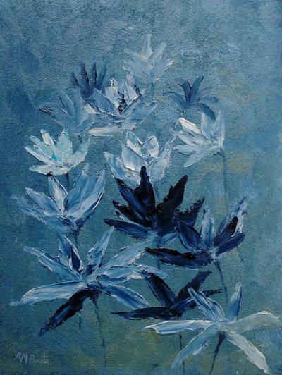 Blå abstrakte blomster af Angeles M. Pomata