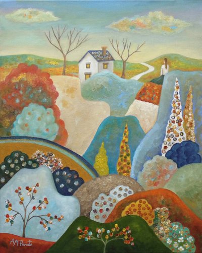 Farverigt landsted af Angeles M. Pomata
