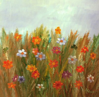 Farverigt blomsterfelt af Angeles M. Pomata