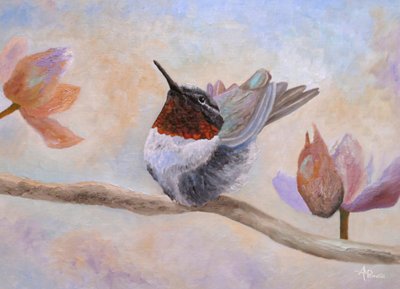 Kolibri blandt blomster af Angeles M. Pomata