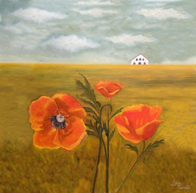 Orange valmuer på landet af Angeles M. Pomata