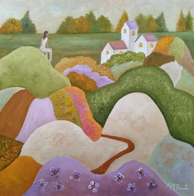 Et fantasifuldt landsbylandskab af Angeles M. Pomata