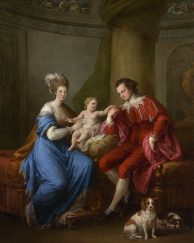 Edward Smith Stanley 1752-1834, tolvte jarl af Derby, med sin første kone og deres søn, c1776. af Angelica Kauffmann