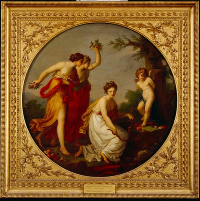 Amors afvæbning (olie på lærred) af Angelica Kauffman