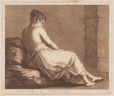 En kvinde siddende på sten af Angelica Kauffmann